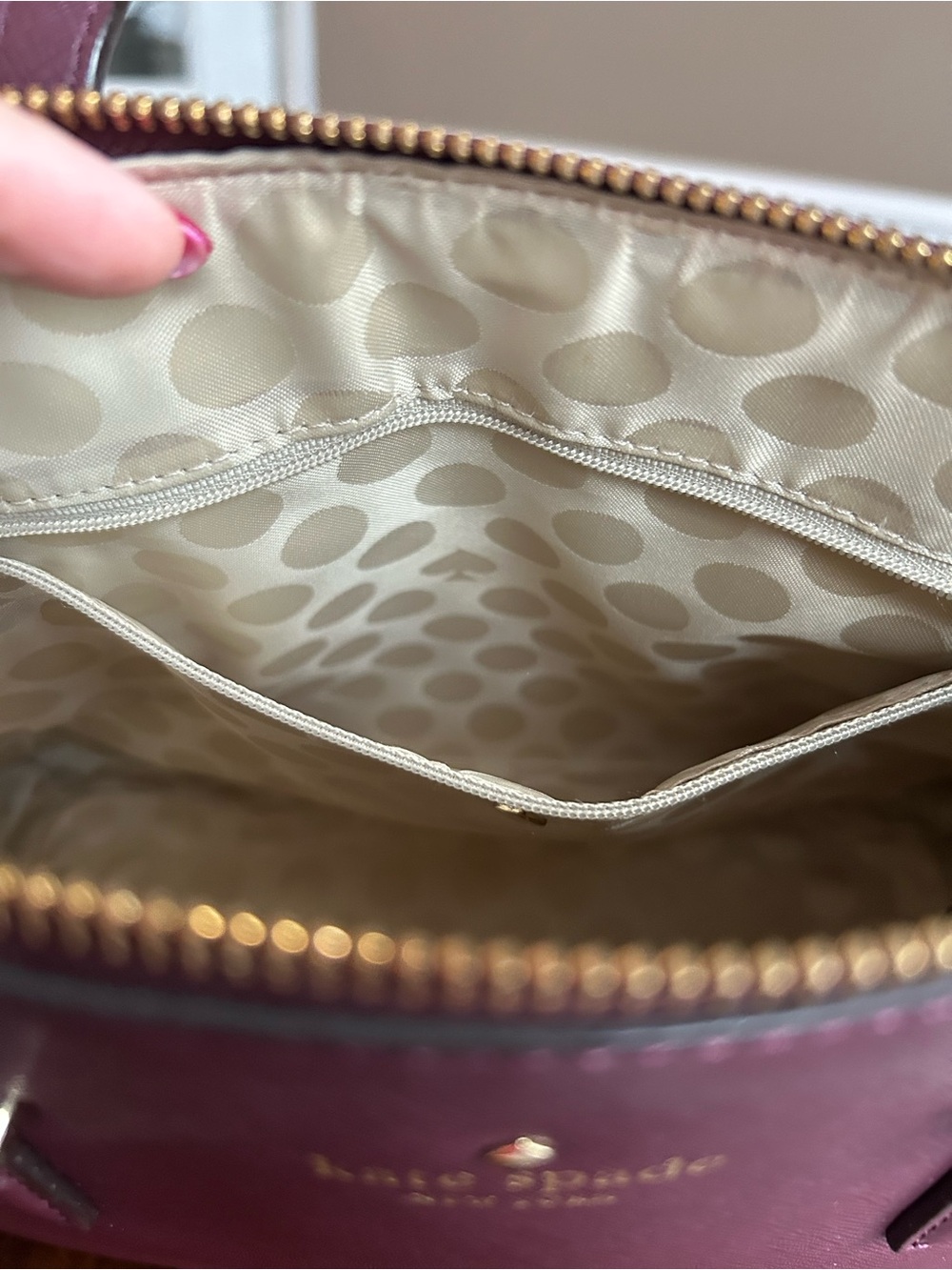 Kate Spade cedar Street Maise Mulledwine (588) Dome Satchel with Gold Hardware. - Picture 8 of 12